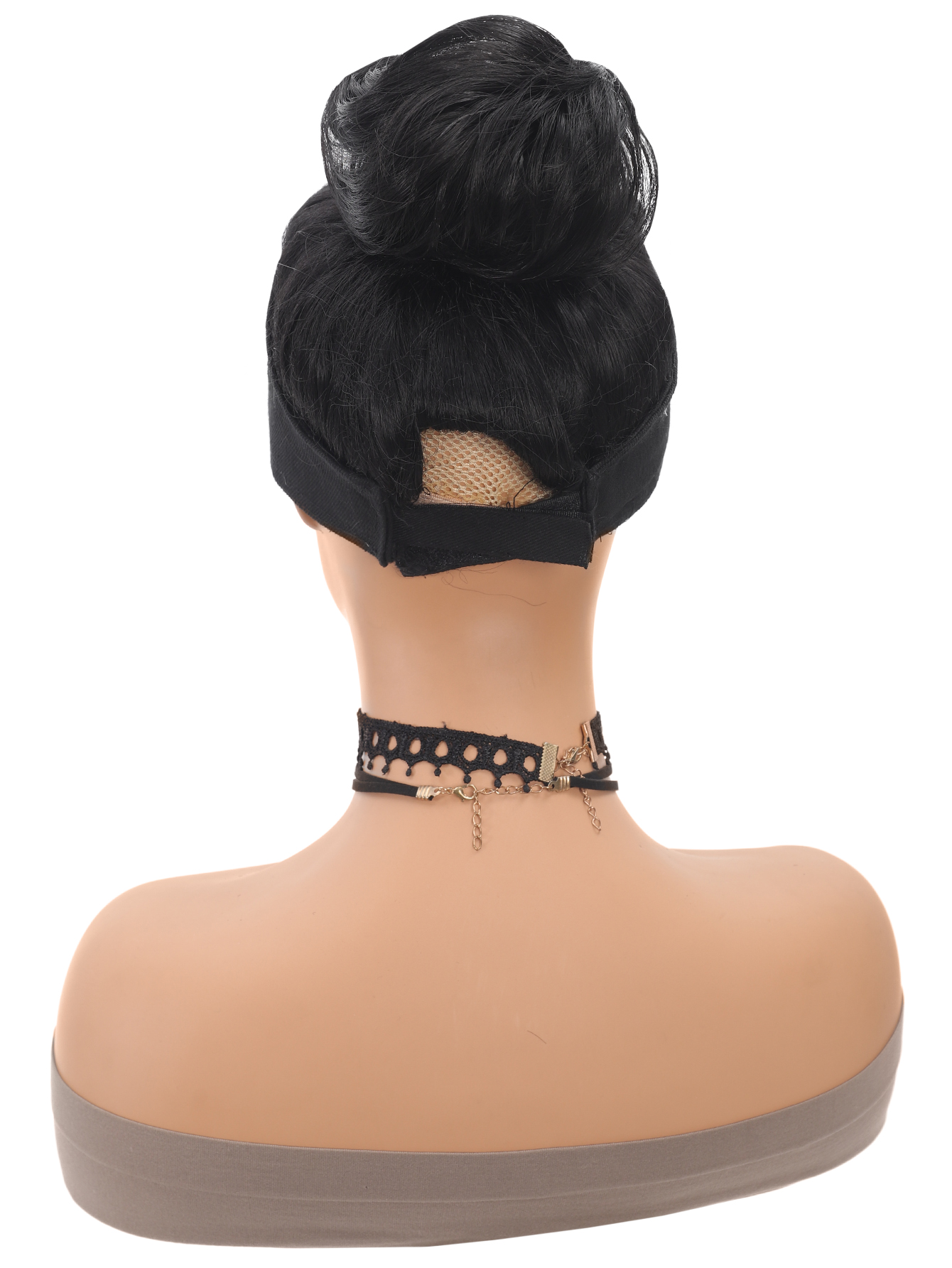 Allaosify moño sintético femenino fibra sintética pelo liso círculo cuerda elástica, color de cabello natural accesorios para el cabello luz oscura