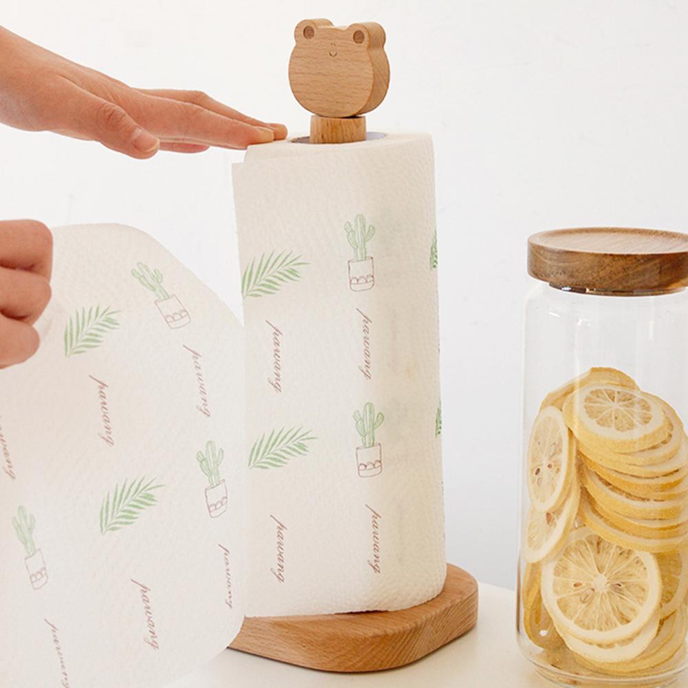 Cartoon Roll Holder Roll Paper Tissue Storage Holder Stable Wooden Animal Shape Rack Paper Towel Roll Holder Stand for Kitchen