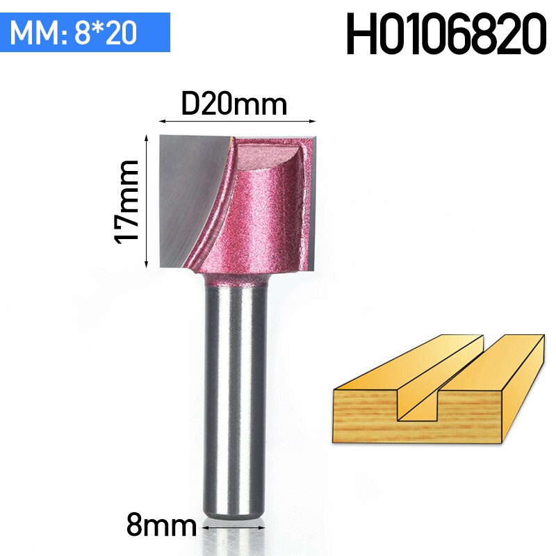 Huhao 1Pc Schacht 8Mm Cnc Reinigen Bodem Router Bit Houtbewerking Gereedschap Bits Voor Hout Dubbele Fluit Carbide Getipt endmill: 8x20mm