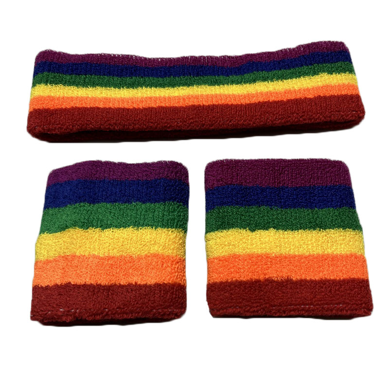 Mannen Vrouwen Sport Polsbandjes Voor Tennis Yoga Hoofdband Volleybal Pols Brace Guard Basketbal Fitness Handdoek Zweetband Head Band: 1 set 02