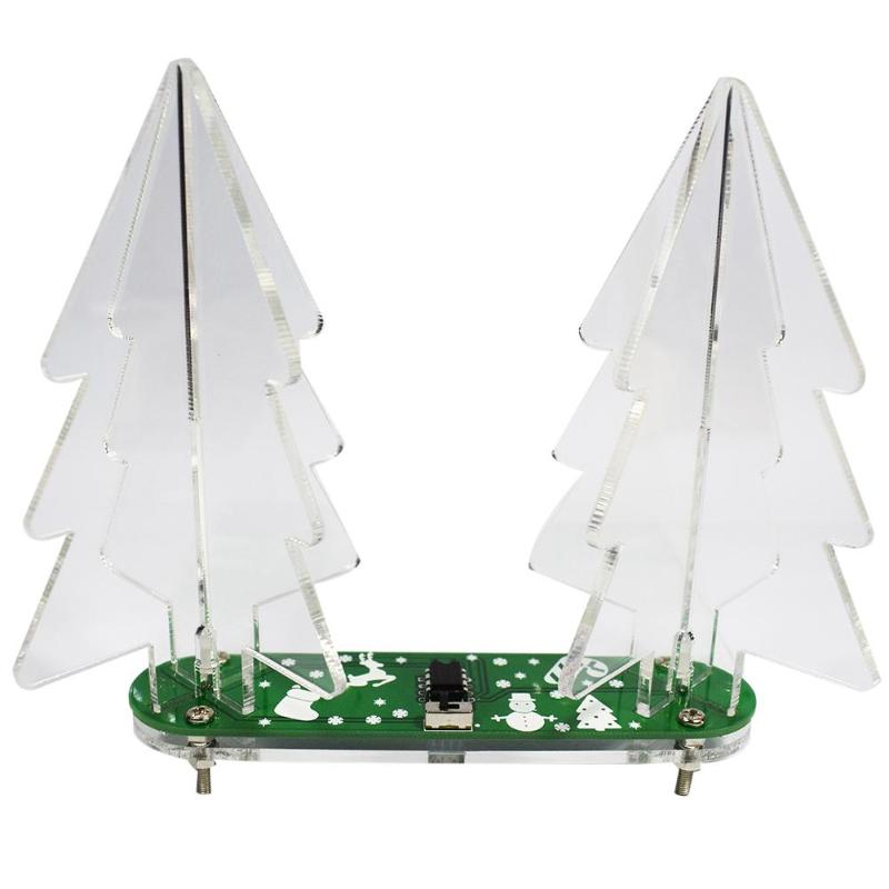 Diy Licht Speelgoed Volledige Kleur Veranderende Led Gradiënt Acryl 3D Kerstboom Kit Home Decor Onderwijs Wetenschap Speelgoed Leren Set: D