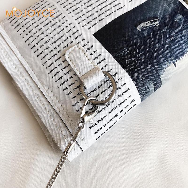 Frauen Zeitung Print Crossbody Umhängetasche Lässige Flap Hülle Tasche Tag Kupplungen Geldbörse Kette Schulter Tasche PU Handtasche