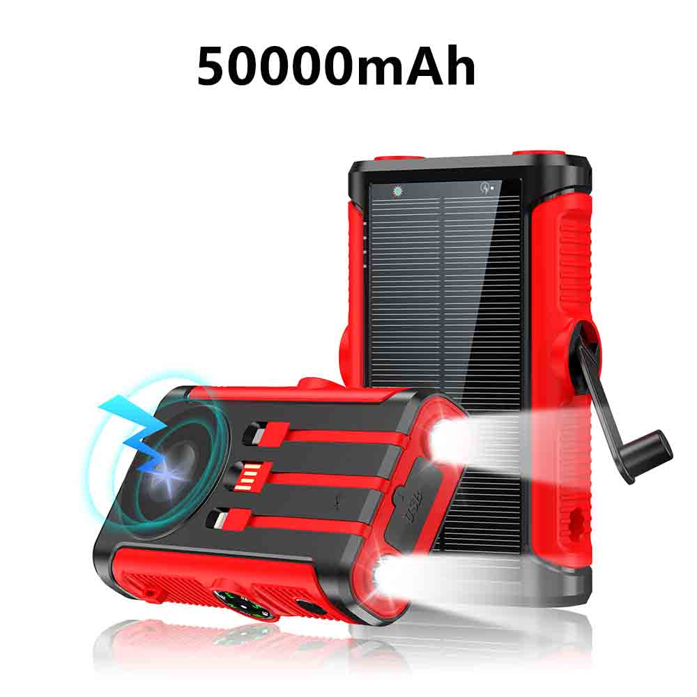 Banco de energía Solar de 50000mAh con Cable, manivela de carga, batería externa, cargador inalámbrico Magsafe de 22,5 W para IPhone: Multicolor