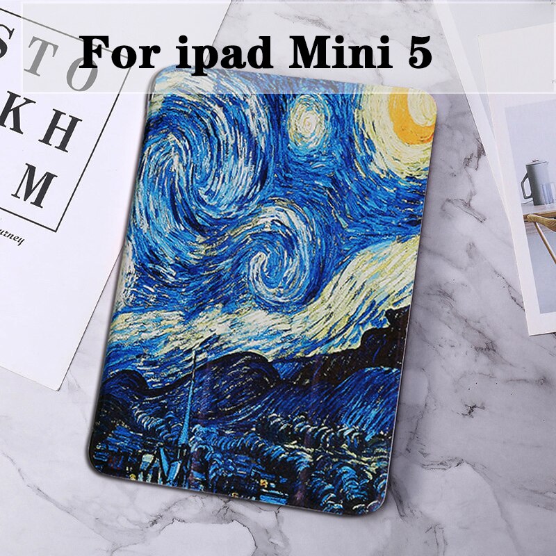 Dla ipad mini 5 4 3 2 1 etui malowane skórzane etui na tablet Mini5 Mini4 mini 1 2 3 powłoka ochronna odwróć stań Smart Cover: Van Gogh for Mini 5