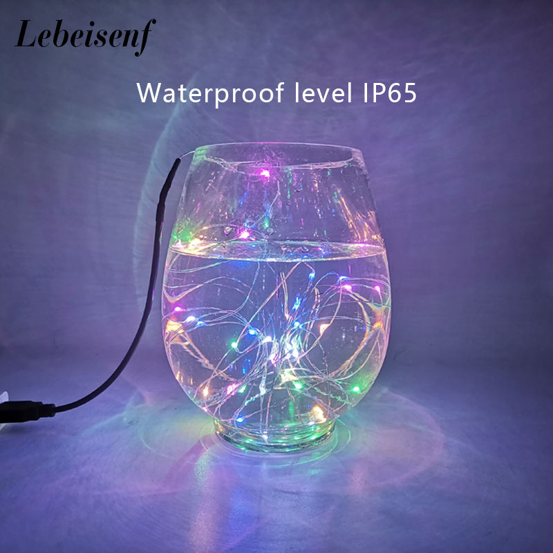 5Vusb Led Koperdraad Kerstverlichting String 10Leds/M 5/10M Enkele Kleur Of Kleurrijk Voor Kerst Feestelijke Verlichting Decoratie Diy