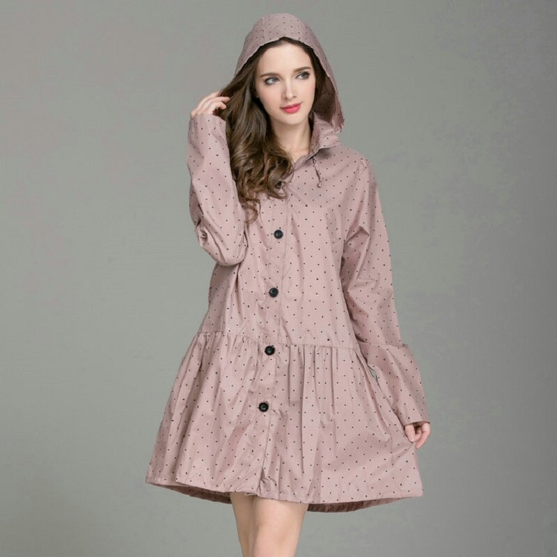 Chubasquero ligero con sombrero para mujer, chaqueta impermeable, estilo vestido, nueva