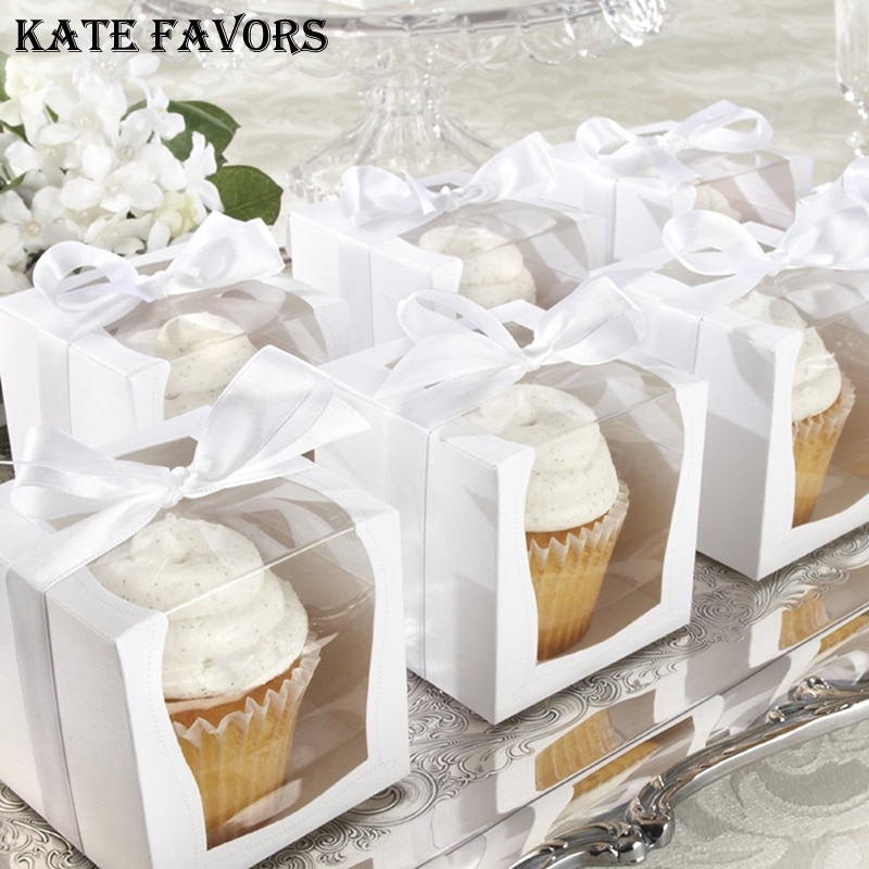Vindue kage boks blår muffin enkelt cupcake boks fest bryllup favor kasser papir boks og emballage beholdere leverandør