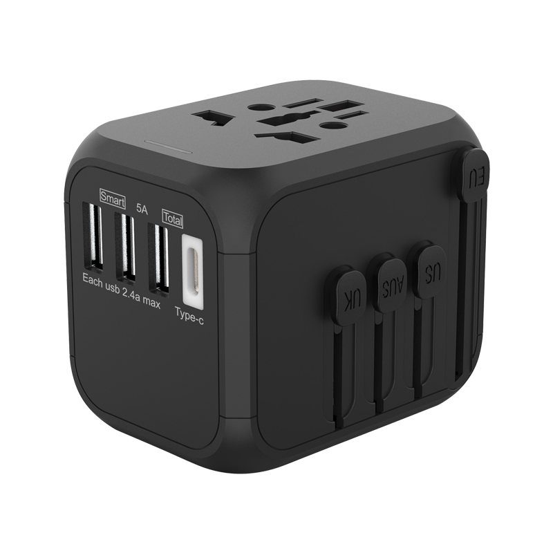 Plug Travel Adapter 309T Internationale Universele Power Adapter All-In-Een 5V 2.4A Usb Type- C Us Uk Eu Au Azië Plug