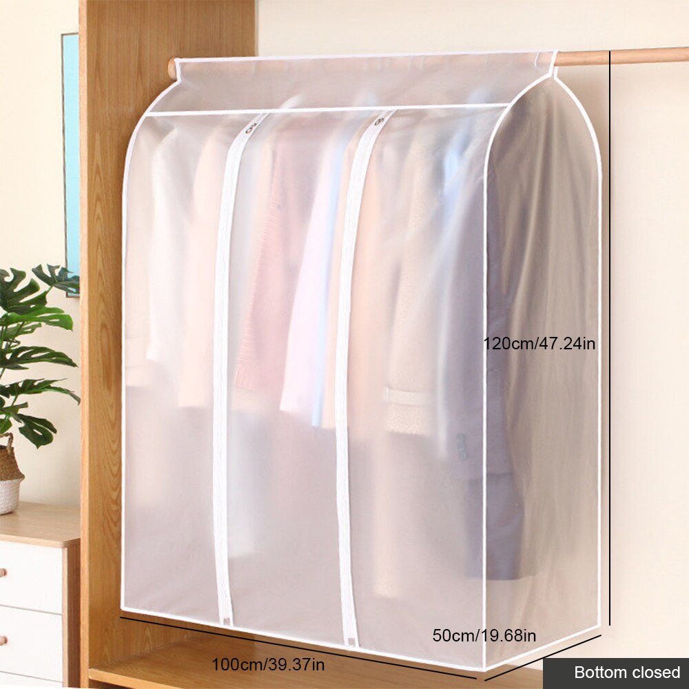 3D Zipper Dust Clothes Cover Wardrobe Storage Bag Translucent Waterproof Suit Coat Protector Storage Bag Closet Hangers Storager