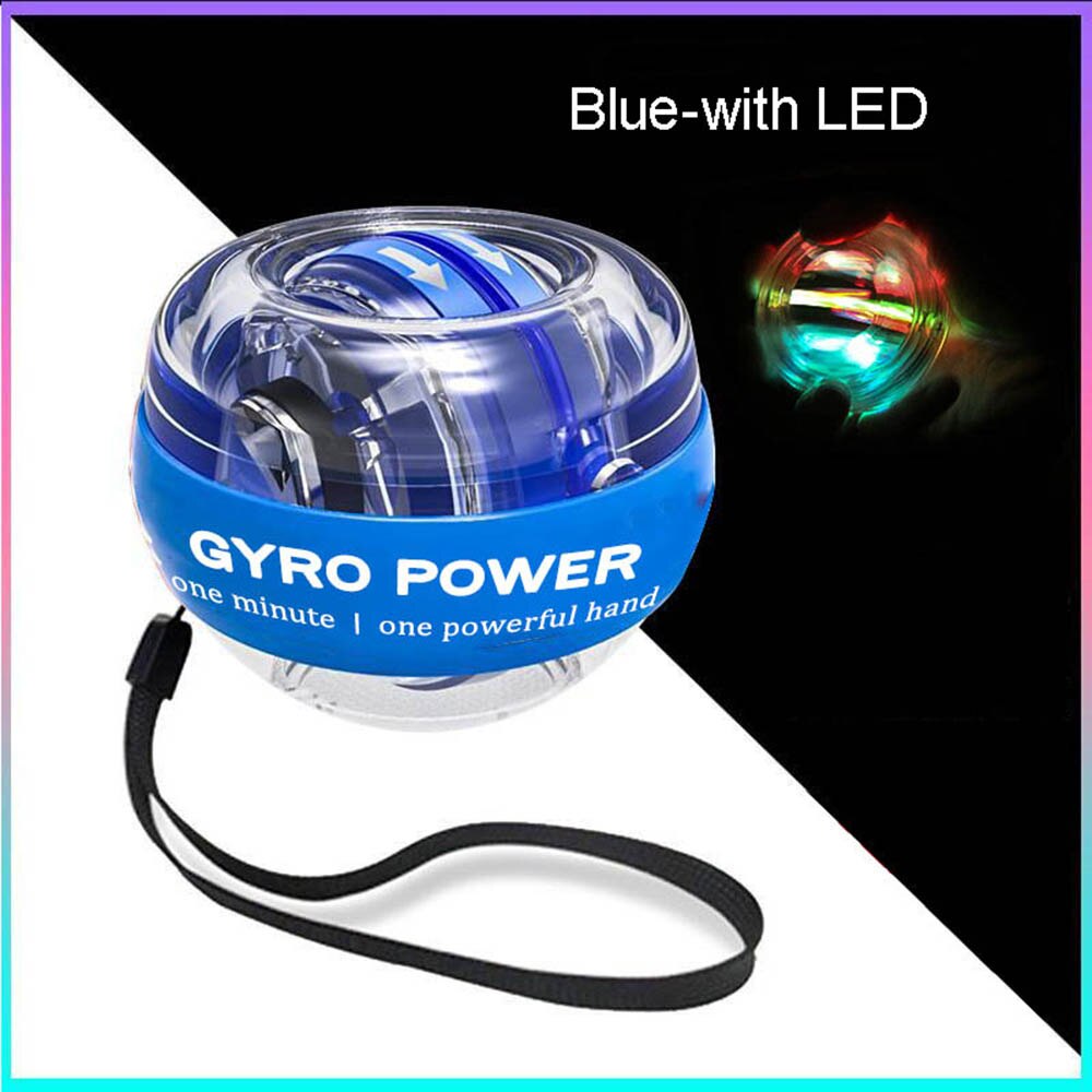 Led Gyroscopische Powerball Autostart Bereik Gyro Power Wrist Ball Met Teller Arm Hand Spier Kracht Trainer Fitnessapparatuur: Blue-with LED