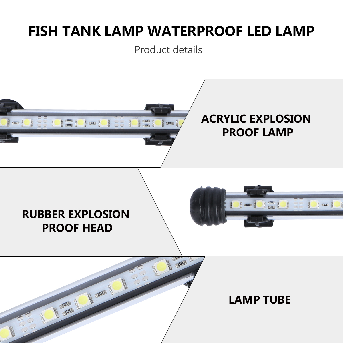 1Pc Aquarium Light Landscape Lighting Lamp Waterproof LED Lighting Lamp Fish Tank Decorative Lamp for Fish Tank (19CM with US