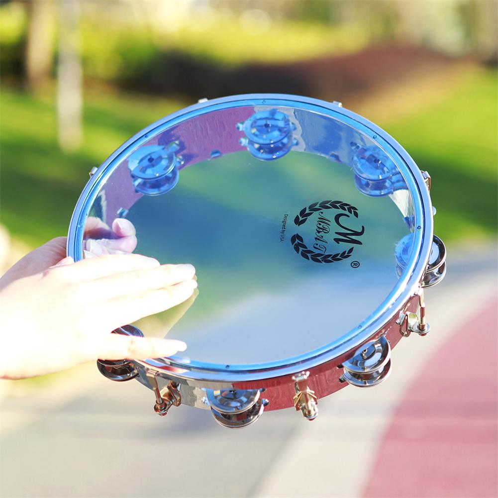 Hand Held Tambourine Drum Self-tuning Double Row Stainless Steel Ring Percussion Musical Educational Instrument for Kids Games