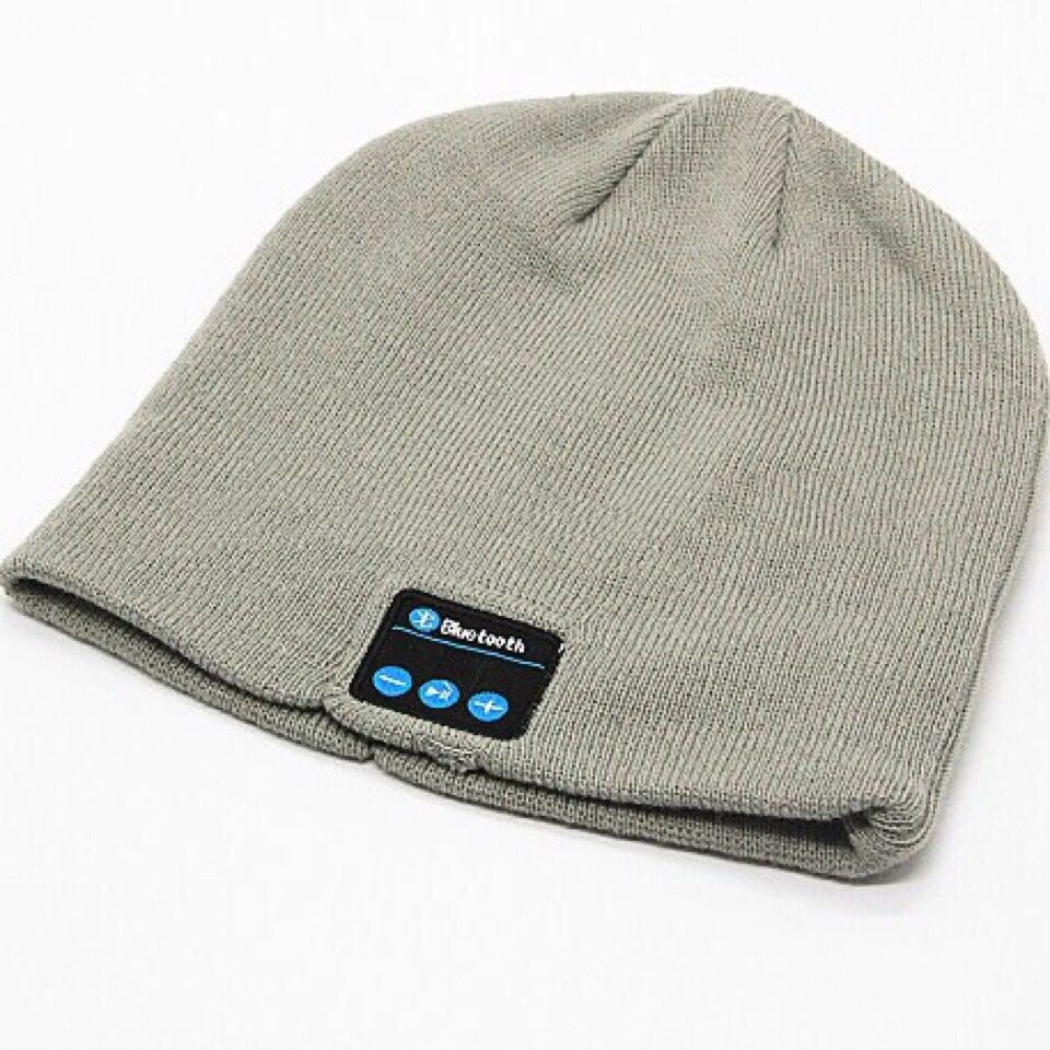 Hat bluetooth strikket hat capfor vinter smart bluetooth pandebånd strikket cap udendørs afslappet sport hat cap til mænd og kvinder: Grå