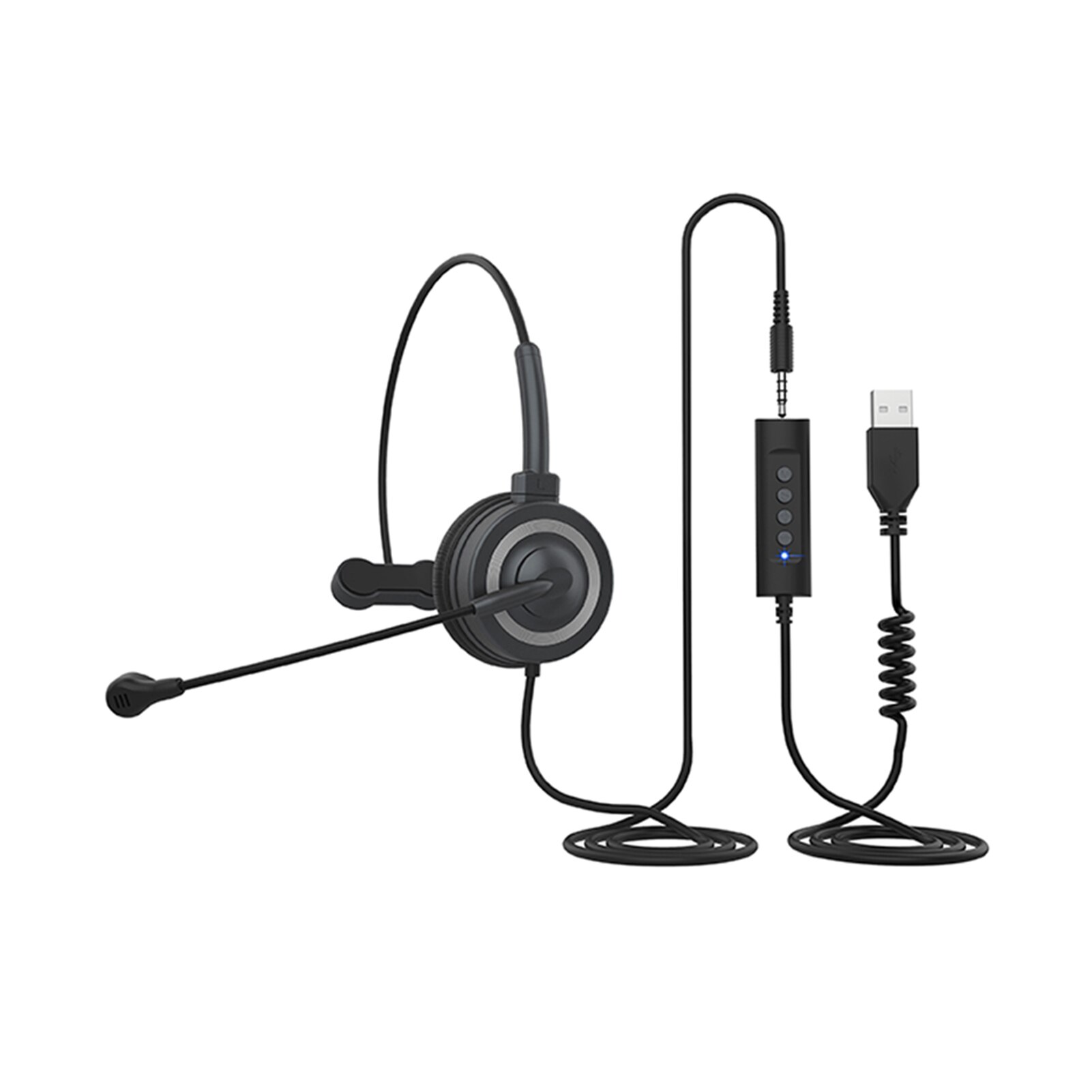 Weiche ohrmuscheln für laptop/pc, geräuschunterdrückung, lautstärkeregelung, büro, business, usb-computer-headset, schule, mit mikrofon, kabelgebunden: Grau