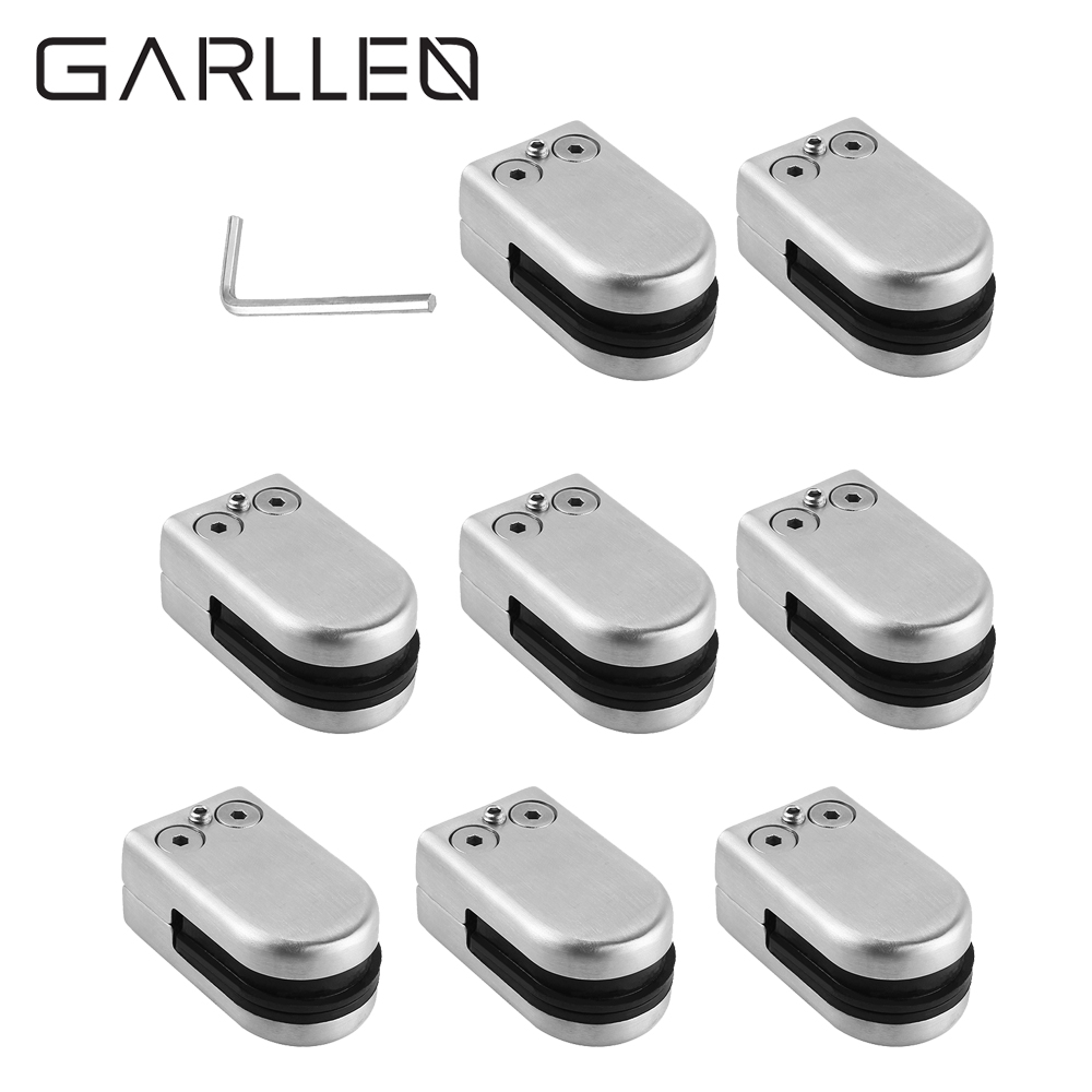 GARLLEN 8pcs Stainless Steel Glass Clip Clamp Bracket Stair Post 6-8mm glass Corner Brackets Kit For Window Balustrade Handrail