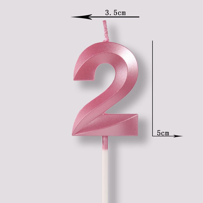 Rose pink Number Candles Party Cake Topper Candle Kids Baby Birthday Anniversary Party Decoration: number 2