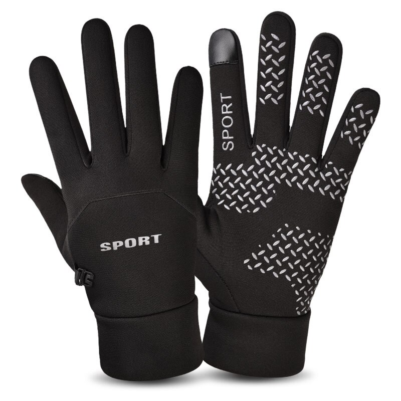 Mannen Waterdichte Fietsen Handschoenen, Winter Touchscreen Antislip Finger Protector, Winddicht Mitten Voor Motorrijden