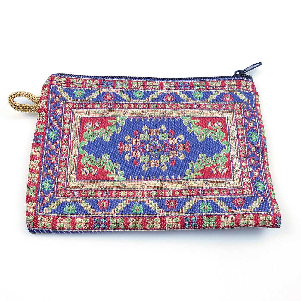 3 Pcs | Handmade Red-Yellow-Navy Blue Turkish Carpet Pattern Women Wallet With Zipper | Christmas Ideas for Dear