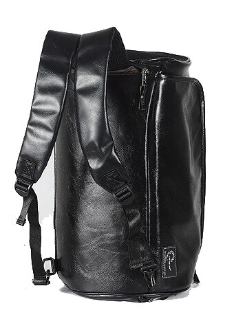 Sporttasche Leder Duffle Schulter Taschen Schuh Fach Wasserdichte draussen Reise Große Kapazität Sport Fitness Handtasche X163D: Rucksack Schwarz