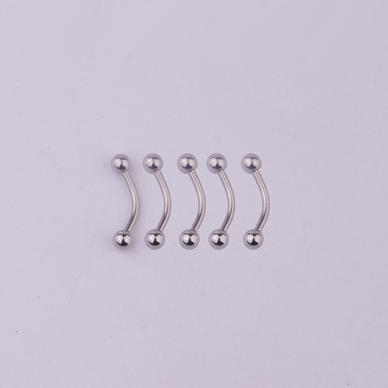 1pcs/lot 6/8/10mm Surgical Steel 3mm Ball Eyebrow Piercing Curved Barbell Lip Ring Snug Daith Helix Rook Earring: Rhodium / bar length 6mm