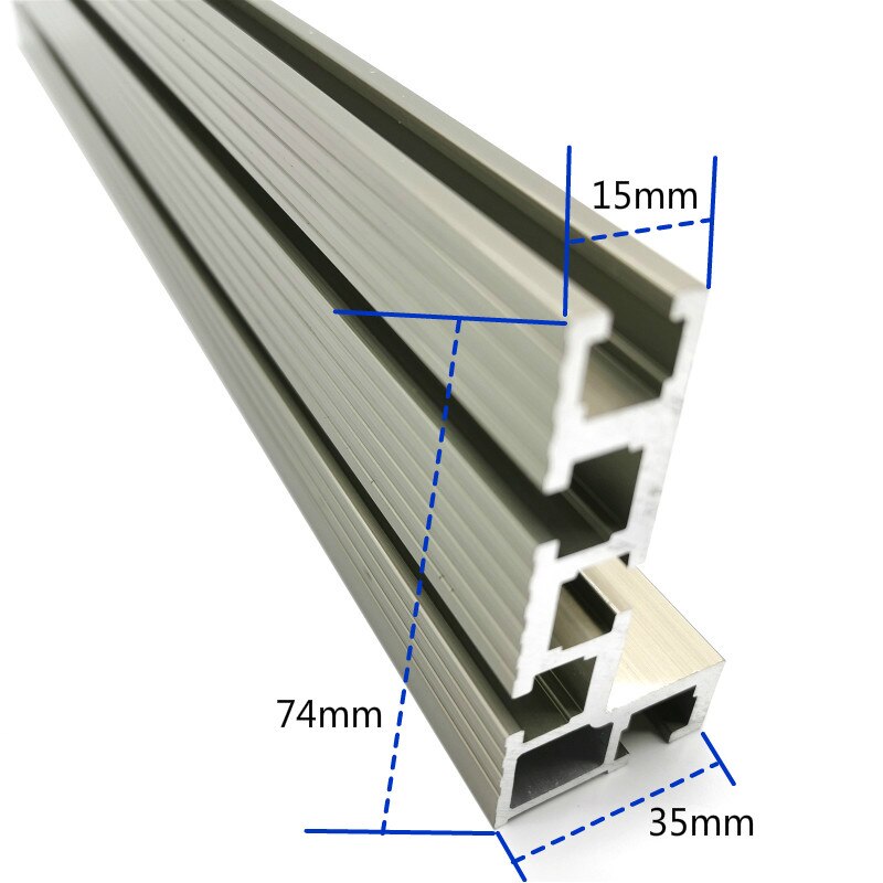 600mm/800mm profilé en Aluminium clôture 74mm hauteur avec t-pistes et supports coulissants connecteur de clôture de jauge d'onglet pour le travail du bois