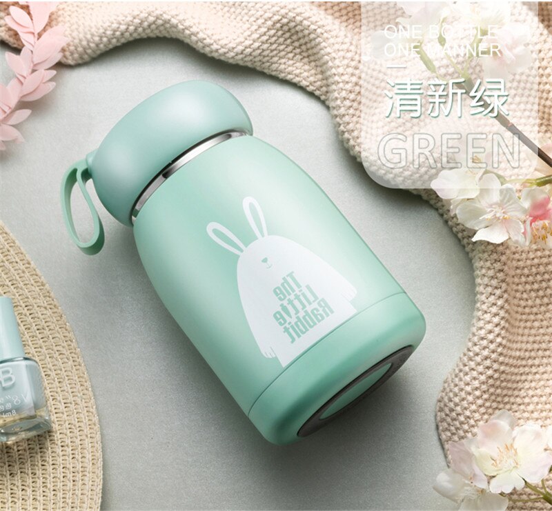 320ML de dibujos animados termo taza botella de los niños de acero inoxidable frasco de termo al vacío taza de café té de Thermocup: Verde