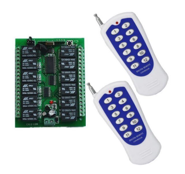 DC 12V 24V 12 CH 12CH Radio Controller RF Draadloze Afstandsbediening Schakelaar Systeem Zender + Ontvanger 315 /433 MHz: 2 / DC 12V