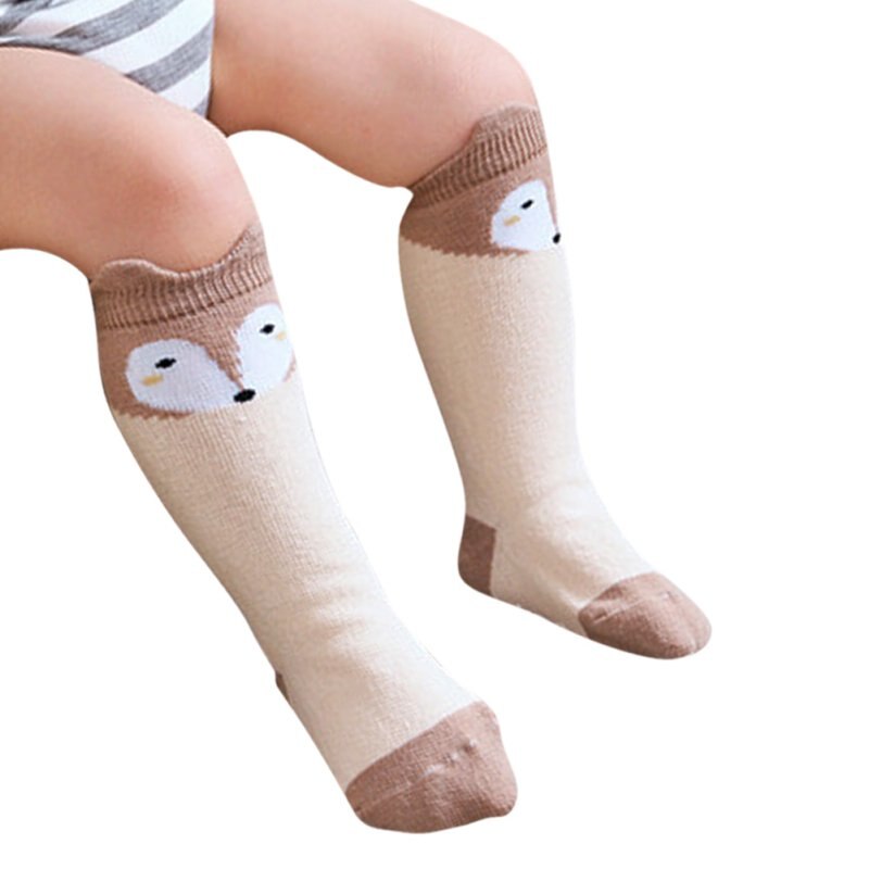 Newborn Kids Girl Boy Animal Pattern Anti-slip Knee High Socks Baby Socks