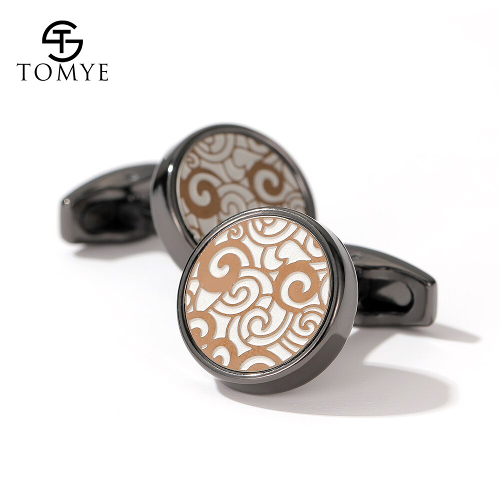 Cufflinks for Men TOMYE XK20S044 Round Decorative Pattern Metal Shirt Cuff Links for: Default Title