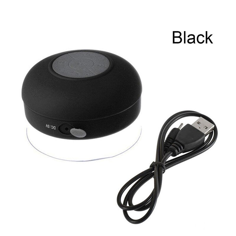 Vattentät bluetooth högtalare bärbar sucker trådlös mini stereo bas trådlös subwoofer handsfree badrum högtalare 1 st: Svart