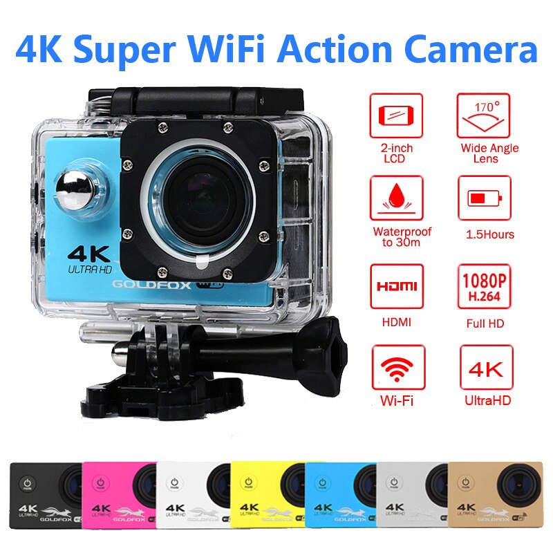 Ultra HD 4K Action WiFi Della Macchina Fotografica Videocamere 16MP 170 Go Cam Deportiva 2 pollici di Schermo F60 F60R Impermeabile di Sport camera pro 1080P cam