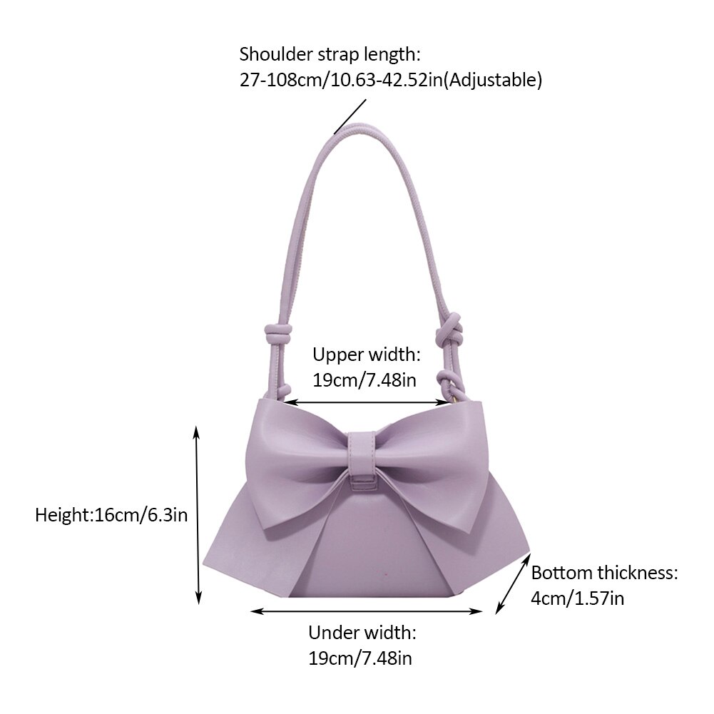 Frauen Mädchen niedlich Einkaufen Reißverschluss PU Leder mit Bowknot fest einstellbar Gurt Schulter Datierung Täglich Crossbody Tasche