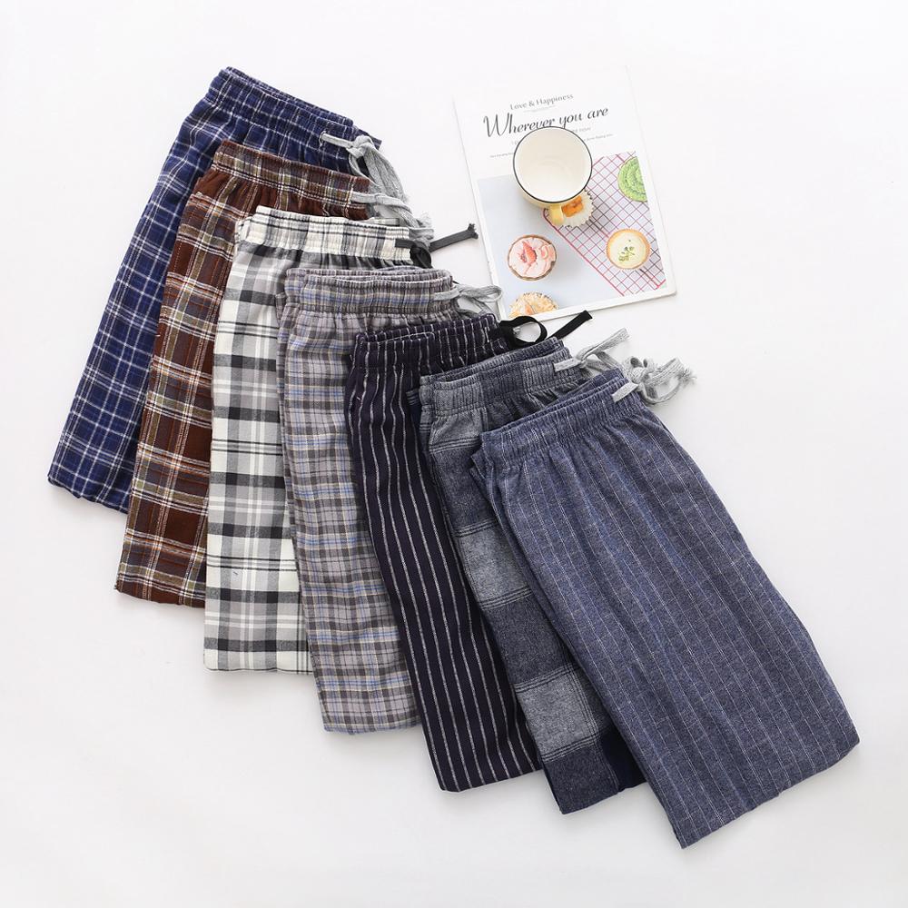 Pyjama décontracté à carreaux en coton poli pour homme, pantalon de nuit, grande taille, collection printemps-automne, S-XXL, 100kg