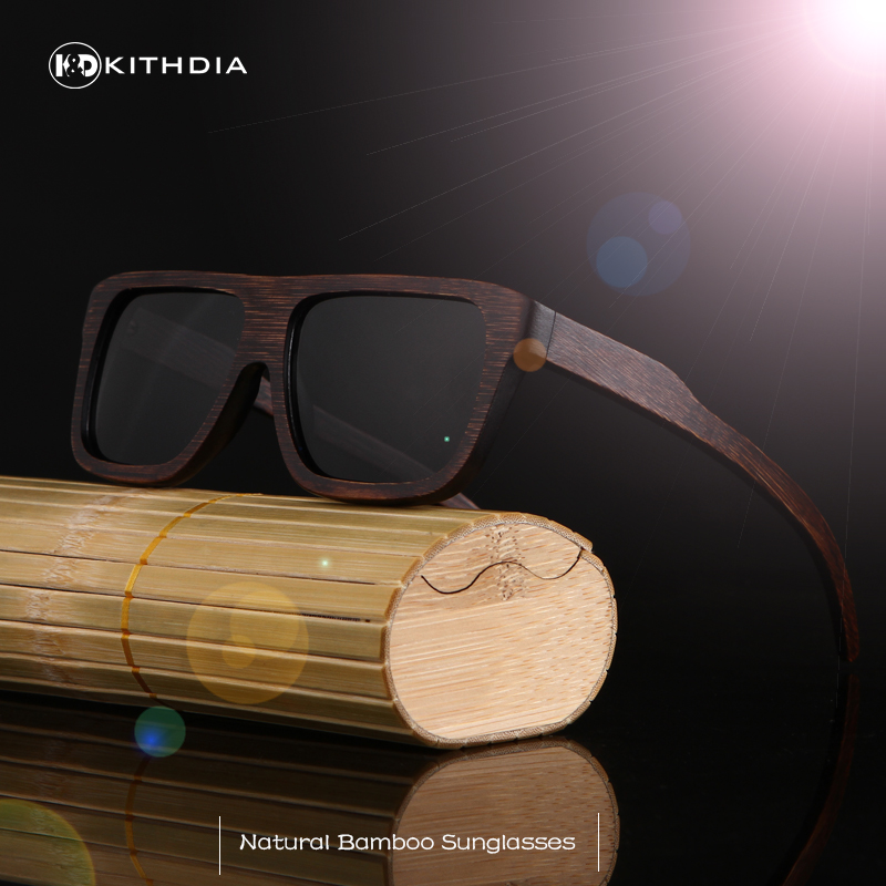 KITHDIA Hout Zonnebril Mannen Gepolariseerde Rijden bamboe Zonnebril Houten Brilmonturen Oculos De Sol Feminino