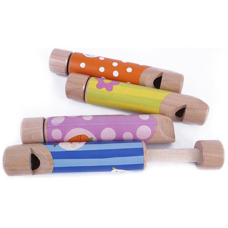 1Pc Grappige Push-pull Fluitje Fluit Piccolo Houten Educatief Speelgoed Muziekinstrumenten voor Kinderen Kids Leuke Willekeurige