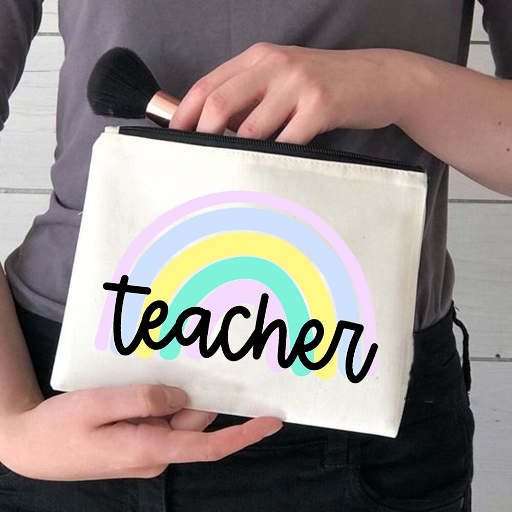 Rainbow Mama torby kosmetyczne piękny nauczyciel torebki na makijaż moda etui na przybory do makijażu zabawna torba do przechowywania duże etui podróżne wielokrotnego użytku