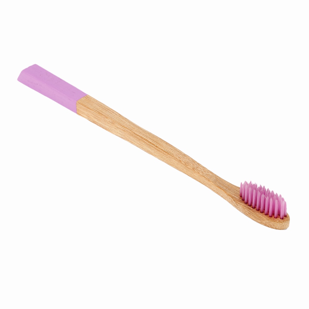 1 stk naturlig ren bambus tandbørste miljøvenlige børster bløde rosa lilla børstehår tænder pleje tandpleje oral rengøring værktøj