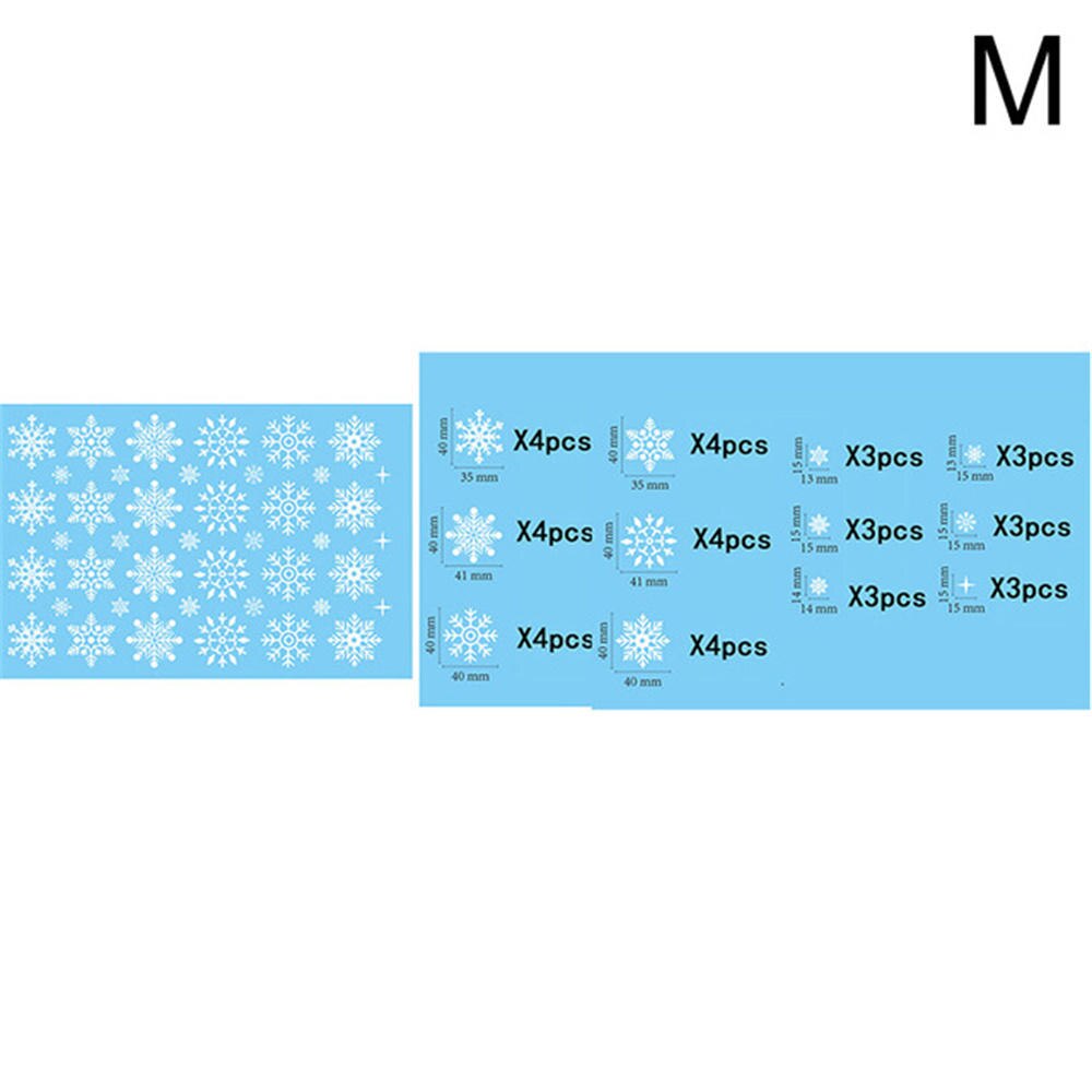 Plastic White Christmas Snowflakes Window Stickers Reusable Self-adhesive Home Decorations Winter Wall Decals for Kid's Room: M