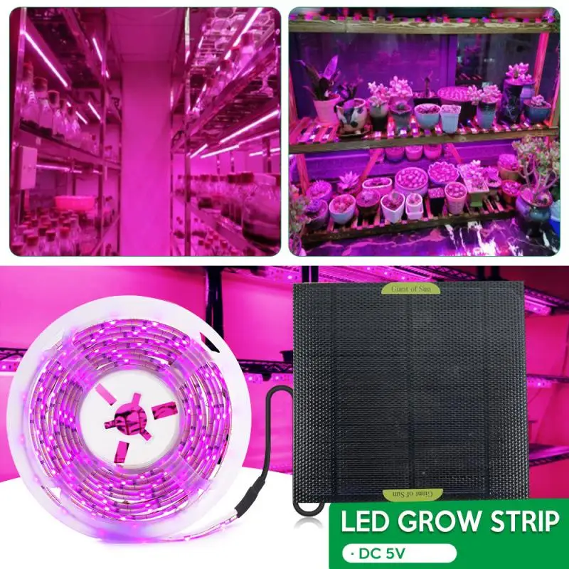 Panel Solar LED de espectro completo, tira de luz de cultivo de 5V, lámparas Phyto para plantas, invernadero, cultivo hidropónico, 20W, 2835 LED