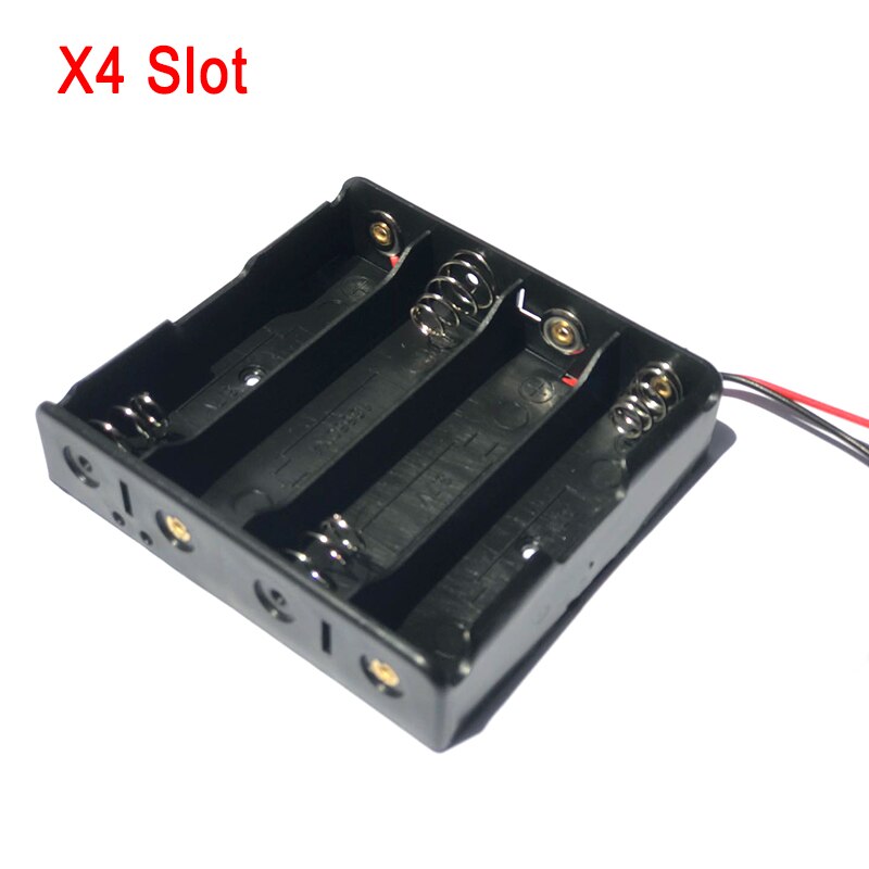 4/3/2/1x 18650 Battery Storage Box Case DIY 1 2 3 4 Slot Way Batteries Clip Holder Container With Wire Lead Pin: X4 Slots