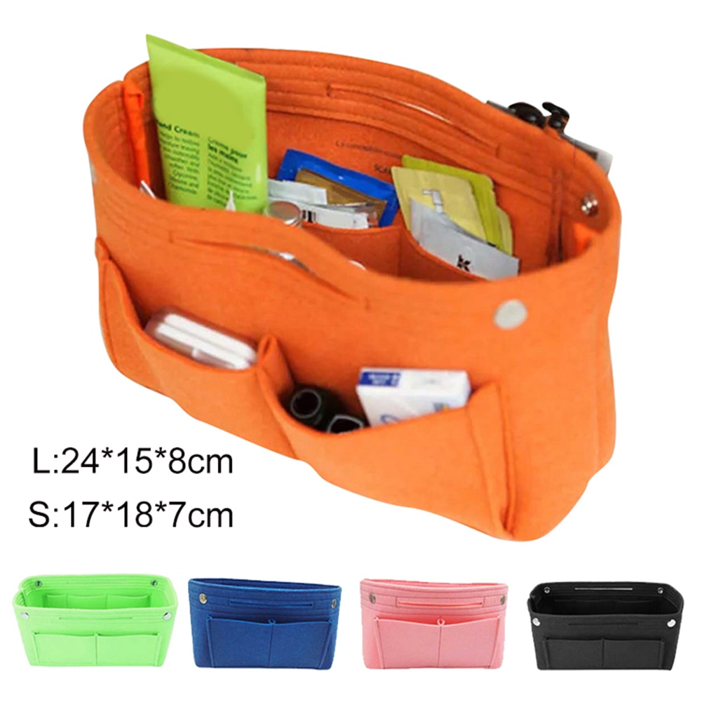 1pc multifunktions filt stof indvendig taske håndtaske multi-lommer kosmetisk opbevaring organisator tasker bagage tasker tilbehør