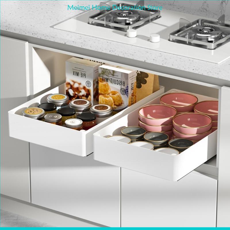H7BF Cabinet Storage Organizers with Pull Out Drawers Versatile Pull Out Kitchen Drawer Organizers Cabinets Dishes Holder