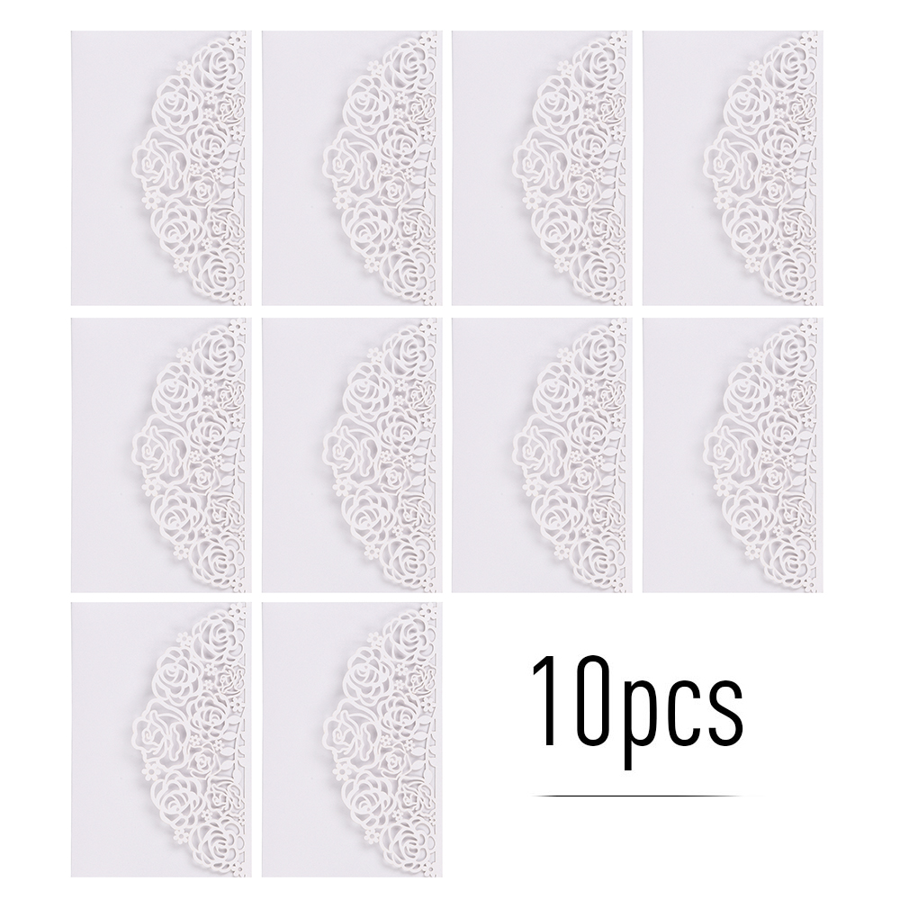 10pcs Blue White Wedding Invitations Pearl Paper Floral Wedding Cards with Blank Inner Sheet for Wedding Party Supplies: white / With inner card