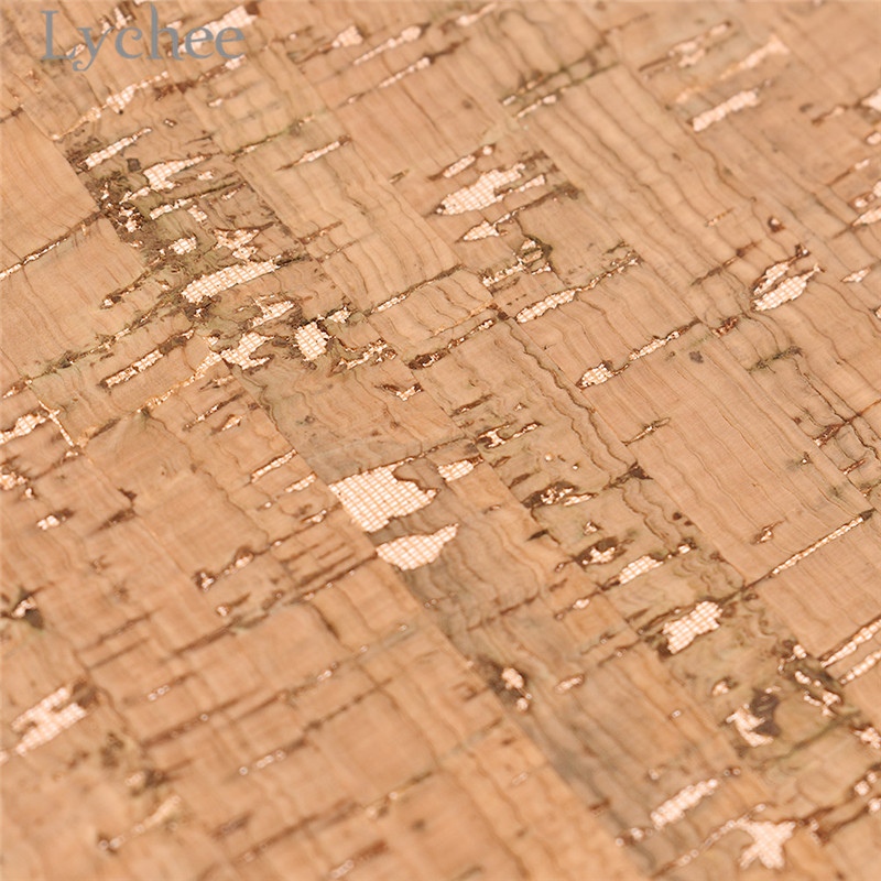 Lychee Life 21x29cm A4 Soft Cork PU Fabric Wood Grain Synthetic Leather DIY Material For Handbag Belts Garments