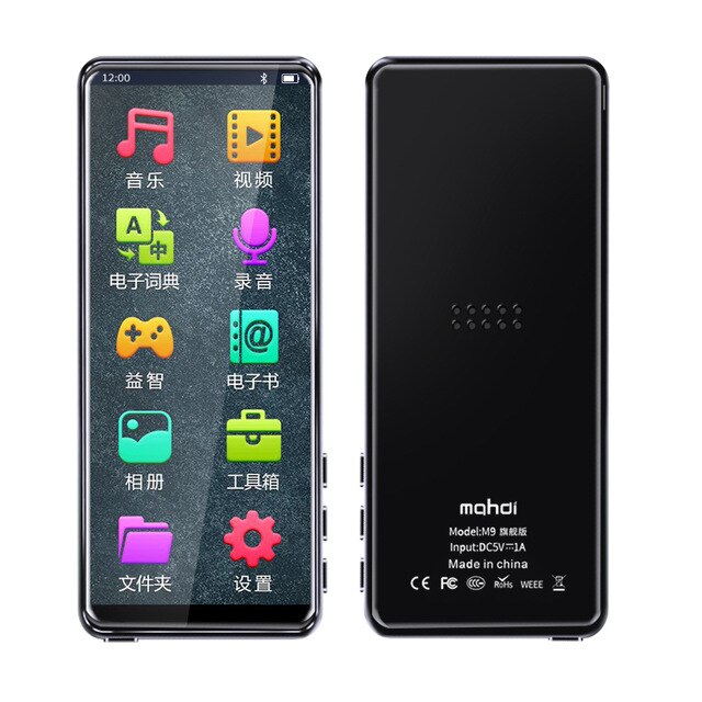 Mahdi M9 Music MP3 Player Support VideoTF Card With Speaker Bluetooth 5.0 MP3 Player Touch Screen 3.5 Inch HD HIFI 8GB: Black / 32GB