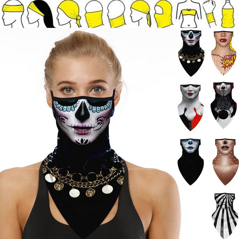 Halloween Clown Print 3D Balaclava Magic Scarf Outdoor Sports Bandanas Ski Fishing Cycling Hiking Mask Neck Scarf