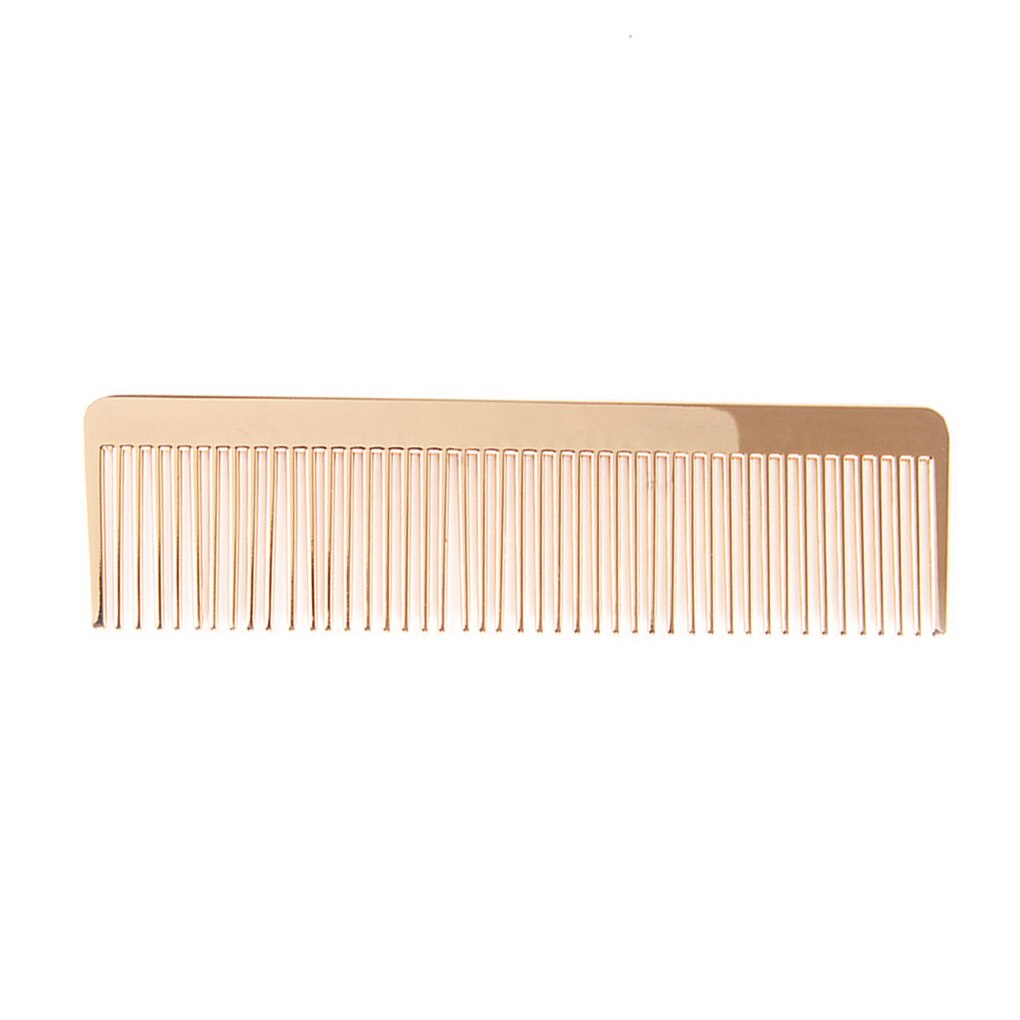 Peine de aleación de dientes finos de Metal dorado para hombres y mujeres, cepillo de pelo de bolsillo de peluquería, peine con dientes finos para el cuidado del cabello portátil de buena