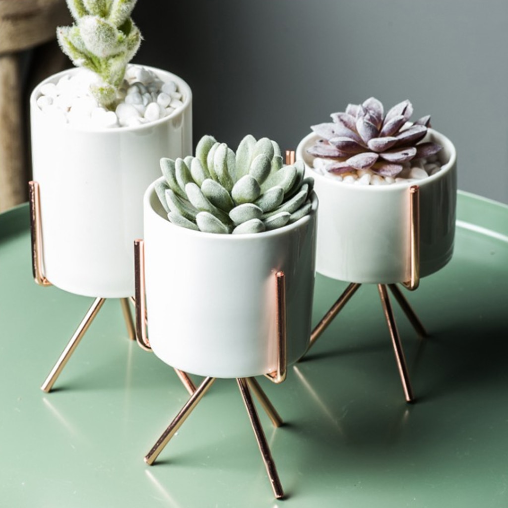 Nordic Stijl Plant Stand Met Bloempot Succulente Planter Rack Holder Inclusief Wit Planten Pot