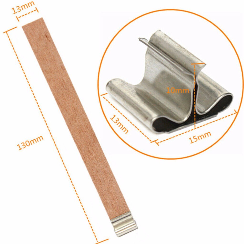 50Sets Wooden Wick Candle with Sustainer Tab Candle Wick Core for Candle Making Pick Supply Soy Parffin Wax Home Decor