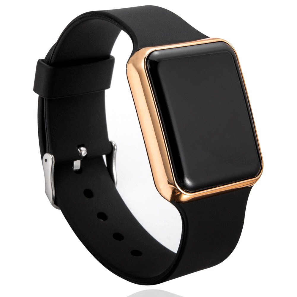 Mannen Mode Led Digitale Horloge Mannen Vierkante Sport Polshorloge Siliconen Vrouwen Horloge Voor Mannen Reloj Hombre Relogio Masculino: Black Rose Gold
